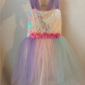 Caramelo Kids
 
Sequined Rainbow Tulle Dress